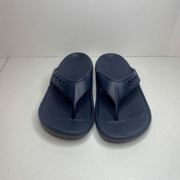 Crocs Iconic Comfort Navy Blue Flip Flop Thong Sandals Womens Open Toe - Picture 4 of 9